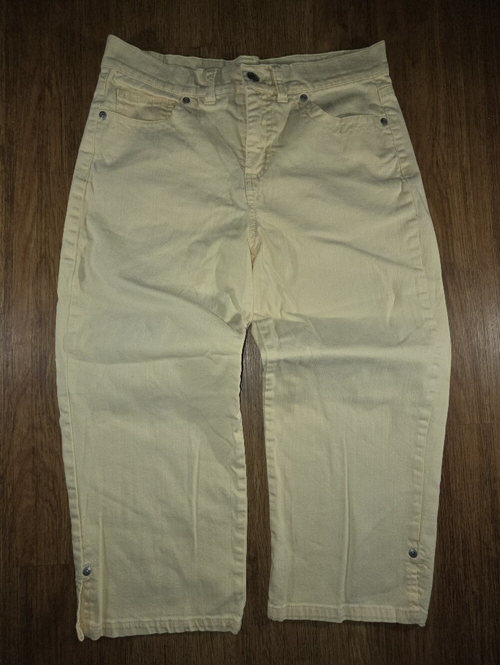 Sonoma Pale Yellow Cotton Button-Front Pants